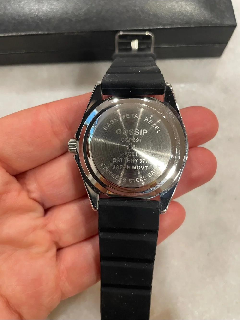 Gossip Black Silicone Men’s Sport Watch with Silver Accents